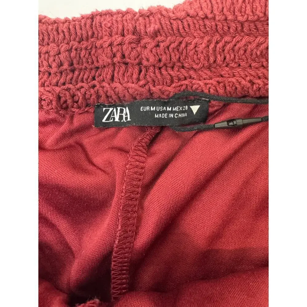 Boho Zara Crochet Shorts Burgundy Red High Waisted Cottagecore Hot Pants Medium